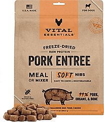 Vital Essentials Freeze-Dried Raw Pork Entree & Mixer Soft Nibs Dog Food, 14-oz bag