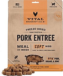 Vital Essentials Freeze-Dried Raw Pork Entree & Mixer Soft Nibs Cat Food, 12-oz bag