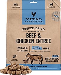 Vital Essentials Freeze-Dried Raw Beef & Chicken Entree & Mixer Soft Nibs Cat Food, 12-oz bag