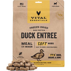 Vital Essentials Freeze-Dried Raw Duck Entree & Mixer Soft Nibs Dog Food, 14-oz bag