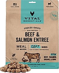 Vital Essentials Freeze-Dried Raw Beef & Salmon Entree & Mixer Soft Nibs Dog Food, 14-oz bag