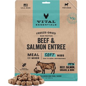 Vital Essentials Freeze-Dried Raw Beef & Salmon Entree & Mixer Soft Nibs Dog Food, 14-oz bag
