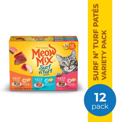 Show full view: Meow Mix Tender Favorites Surf 'N Turf Variety Pack Cat Food, 2.75-oz cup, case of 12 slide 3 of 11