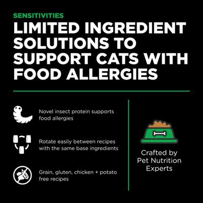 Show full view: Go! Solutions Sensitivities Limited Ingredient Grain-Free Insect Recipe Dry Cat Food, 3-lb bag slide 3 of 10