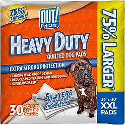 OUT! Heavy Duty XX-Large Dog Pads, 26 x 30-in, 30 count