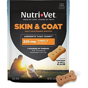 Nutri-Vet Skin & Coat Peanut Butter Flavor Biscuits Supplement for Dogs, 16-oz bag