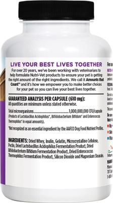 Show full view: Nutri-Vet Probiotics Capsules Digestive Supplement for Dogs, 60 count slide 4 of 12