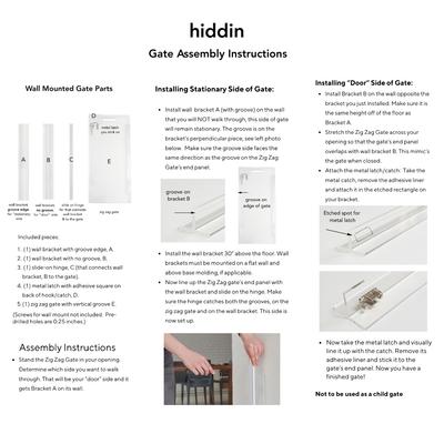 Show full view: Hiddin Clear Wall Mounted Tall Zig Zag Dog Gate, Clear, Gold, 10-Panel slide 2 of 2