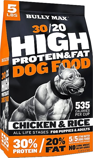 Bully Max Adult 30/20 High-Protein & Fat Chicken Dry Dog Food, 5-Ib bag