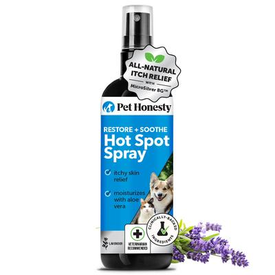 Show full view: Pet Honesty Restore + Soothe Lavender Scented Hot Spot Itch Relief Dog & Cat Spray, 4-fl oz bottle slide 1 of 12