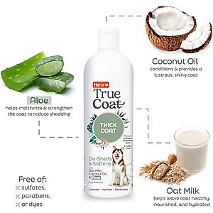 Hartz True Coat Thick De-Sheds & Softens with Oat Milk, Coconut Oil & Aloe Dog Shampoo, 16-fl oz bottle