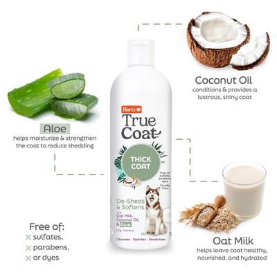 Show full view: Hartz True Coat Thick De-Sheds & Softens with Oat Milk, Coconut Oil & Aloe Dog Shampoo, 16-fl oz bottle slide 4 of 9