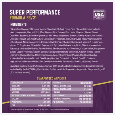 Show full view: Black Gold Explorer Super Performance Formula 32/21 Dry Dog Food, 40-lb bag slide 10 of 12