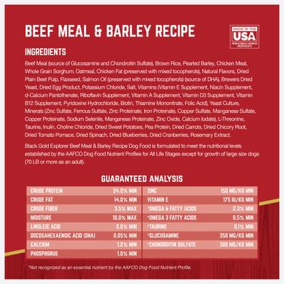 Show full view: Black Gold Explorer Beef Meal & Barley Formula Dry Dog Food, 40-lb bag slide 10 of 11