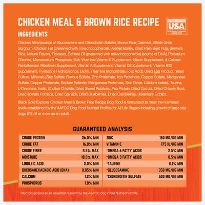Show full view: Black Gold Explorer Chicken Meal & Brown Rice Formula Dry Dog Food, 40-lb bag slide 10 of 12