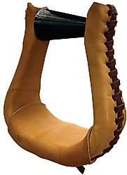 Circle Y ErgoBalance Trail Leather Laced Horse Stirrups, 3-in, 2 count, Regular Oil