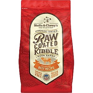 Stella & Chewy's SuperBlends Raw Coated Wholesome Grains Grass-Fed Beef, Beef Liver & Lamb Recipe with Superfoods Dry Dog Food