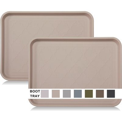 LFC PETS LFC PETS 2Pcs Non-Skid Dog & Cat Food Placemat, Tan, Medium