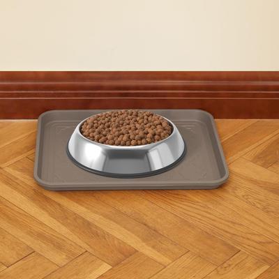 Show full view: LFC PETS 2Pcs Non-Skid Dog & Cat Food Placemat, Grey, Medium slide 5 of 8