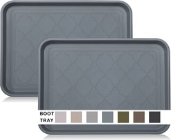 LFC PETS 2Pcs Non-Skid Dog & Cat Food Placemat, Grey, Medium