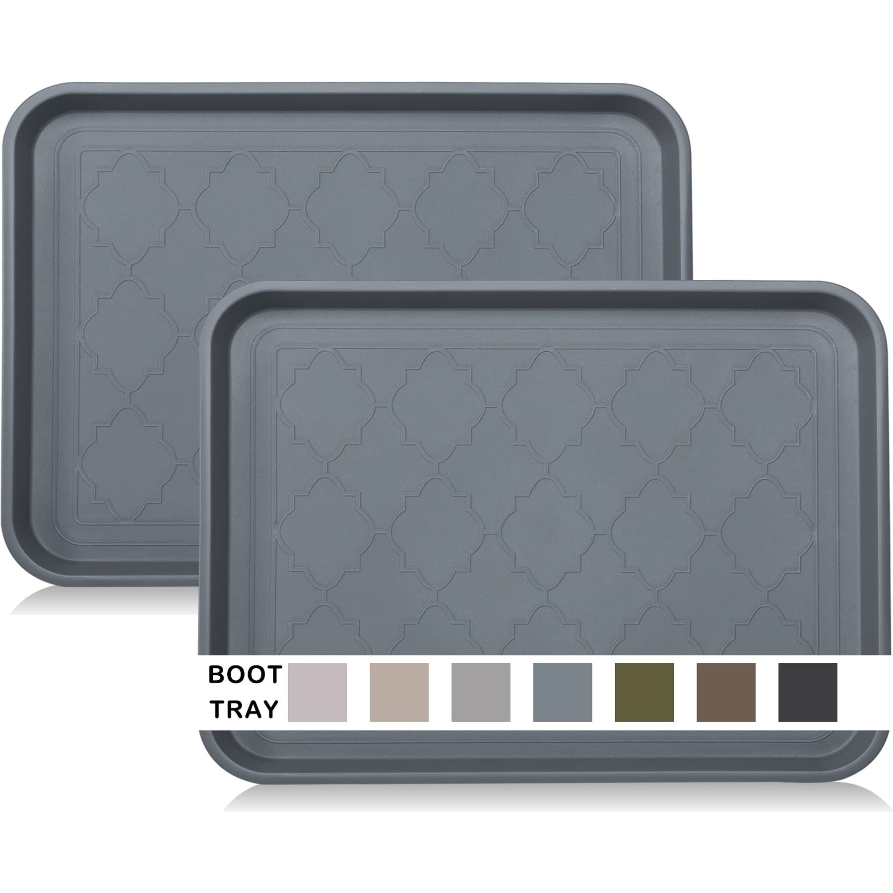 LFC PETS 2Pcs Non-Skid Dog & Cat Food Placemat, Grey, Medium