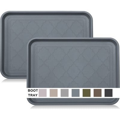 LFC PETS LFC PETS 2Pcs Non-Skid Dog & Cat Food Placemat, Grey, Medium