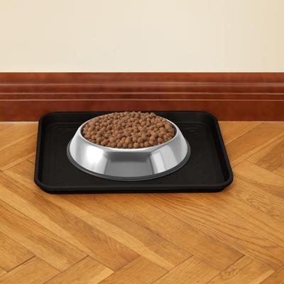 Show full view: LFC PETS 2Pcs Non-Skid Dog & Cat Food Placemat, Black, Medium slide 4 of 8