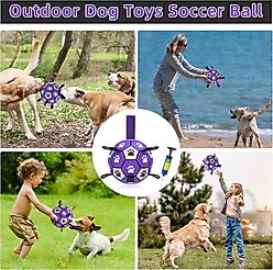 Nocciola Soccer Ball with Straps Interactive Dog Toy, Purple & White, 8-in slide 2 of 7