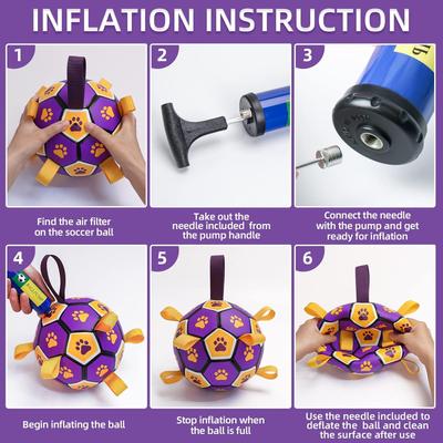 Show full view: Nocciola Soccer Ball with Straps Interactive Dog Toy, Purple & Orange, 8-in slide 6 of 7