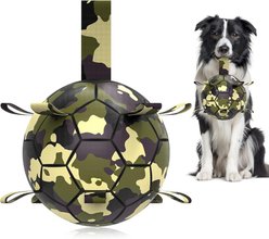 Nocciola Soccer Ball with Straps Interactive Dog Toy, Camouflage, 8-in