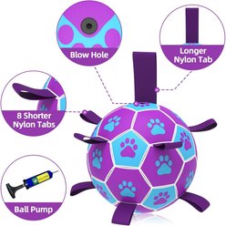 Nocciola Soccer Ball with Straps Interactive Dog Toy, Blue & Purple, 6-in slide 2 of 6