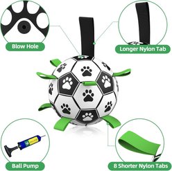 Nocciola Soccer Ball with Straps Interactive Dog Toy, Black & White, 9-in slide 2 of 6