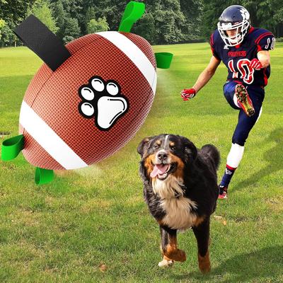 Show full view: Nocciola Football with Straps Interactive Dog Toy, 8-in slide 6 of 8