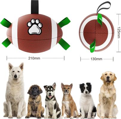Show full view: Nocciola Football with Straps Interactive Dog Toy, 8-in slide 2 of 8