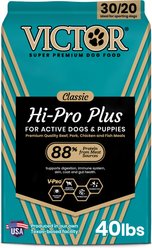 VICTOR Hi-Pro Plus 30/20 Active Sporting High Protein Gluten-Free Dry Dog Food, 40-lb bag