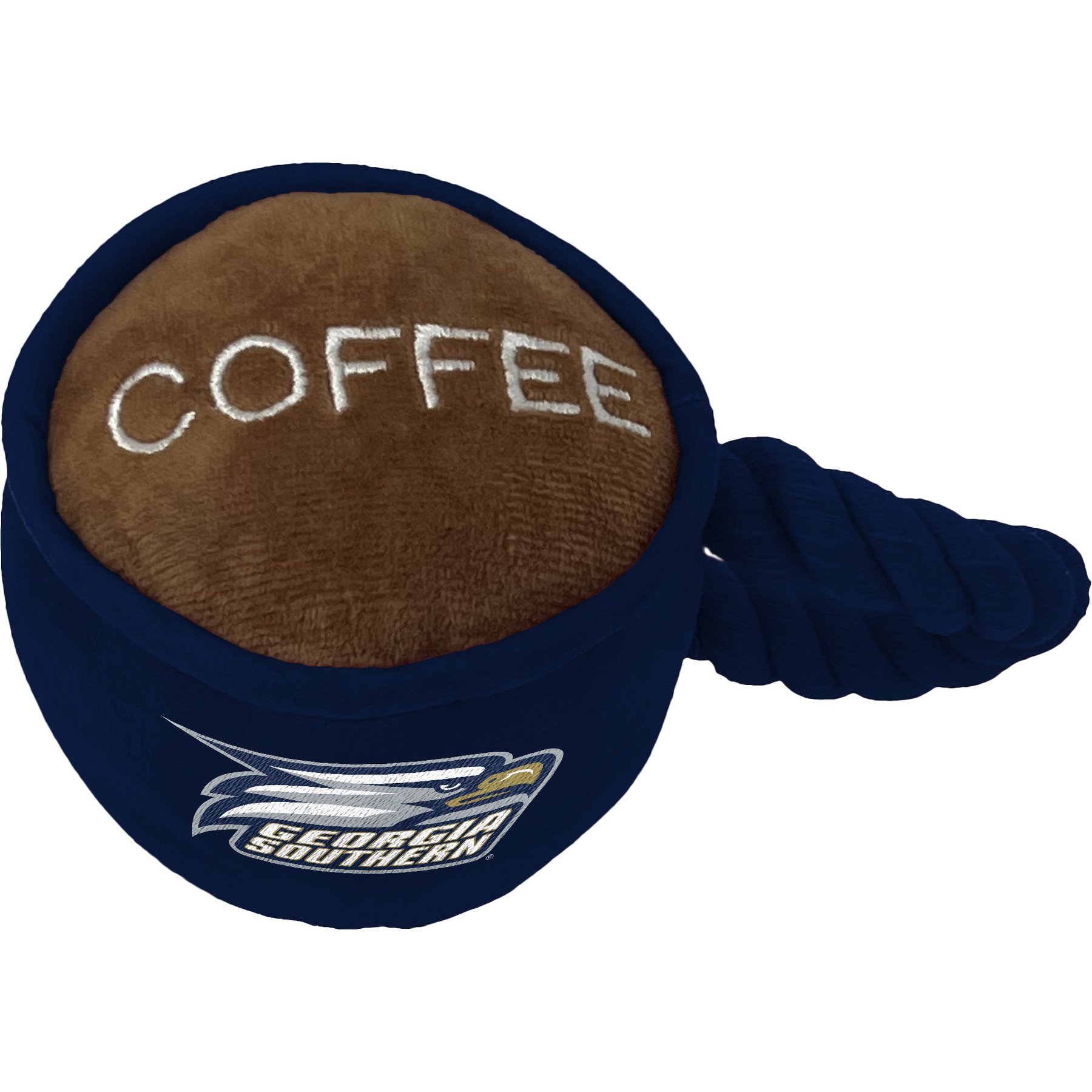 ShopInstaPets Georgia Southern Eagles Rope & Squeaker Coffee Mug Dog Toy, Blue