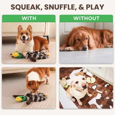Show full view: LuftPets Squeaky Duck Snuffle Mat Dog Toy, Brown, Large slide 6 of 10