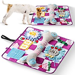 LuftPets Squeaky Bone Snuffle Mat Dog Toy, Large, Purple