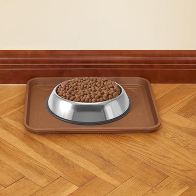 Show full view: LFC PETS 2Pcs Non-Skid Dog & Cat Food Placemat, Brown, Medium slide 5 of 8