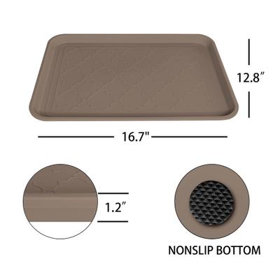 Show full view: LFC PETS 2Pcs Non-Skid Dog & Cat Food Placemat, Brown, Medium slide 3 of 8