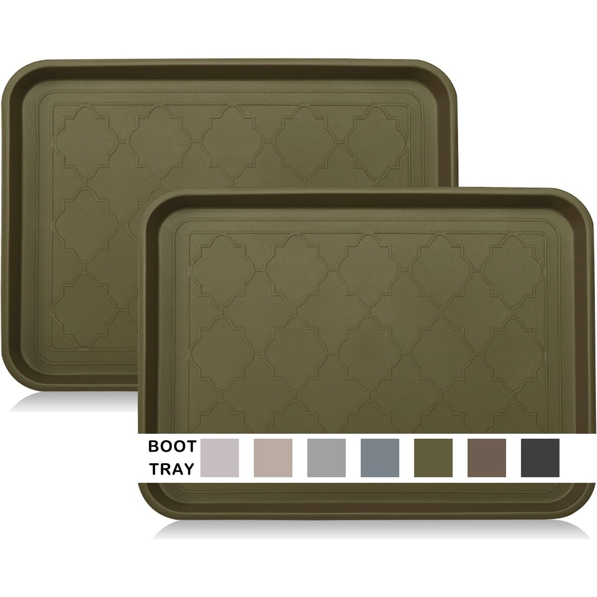 LFC PETS 2Pcs Non-Skid Dog & Cat Food Placemat, Olive Green, Medium