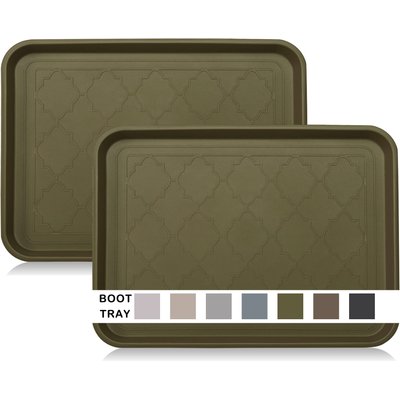 LFC PETS LFC PETS 2Pcs Non-Skid Dog & Cat Food Placemat, Olive Green, Medium