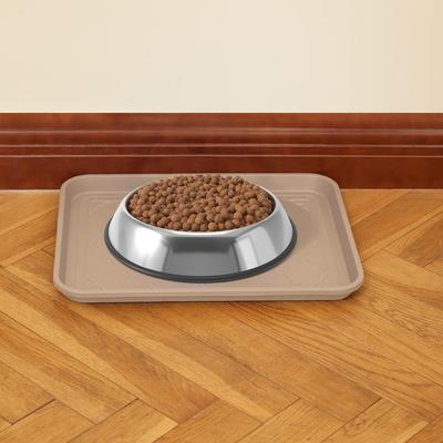 Show full view: LFC PETS 2Pcs Non-Skid Dog & Cat Food Placemat, Tan, Medium slide 5 of 8