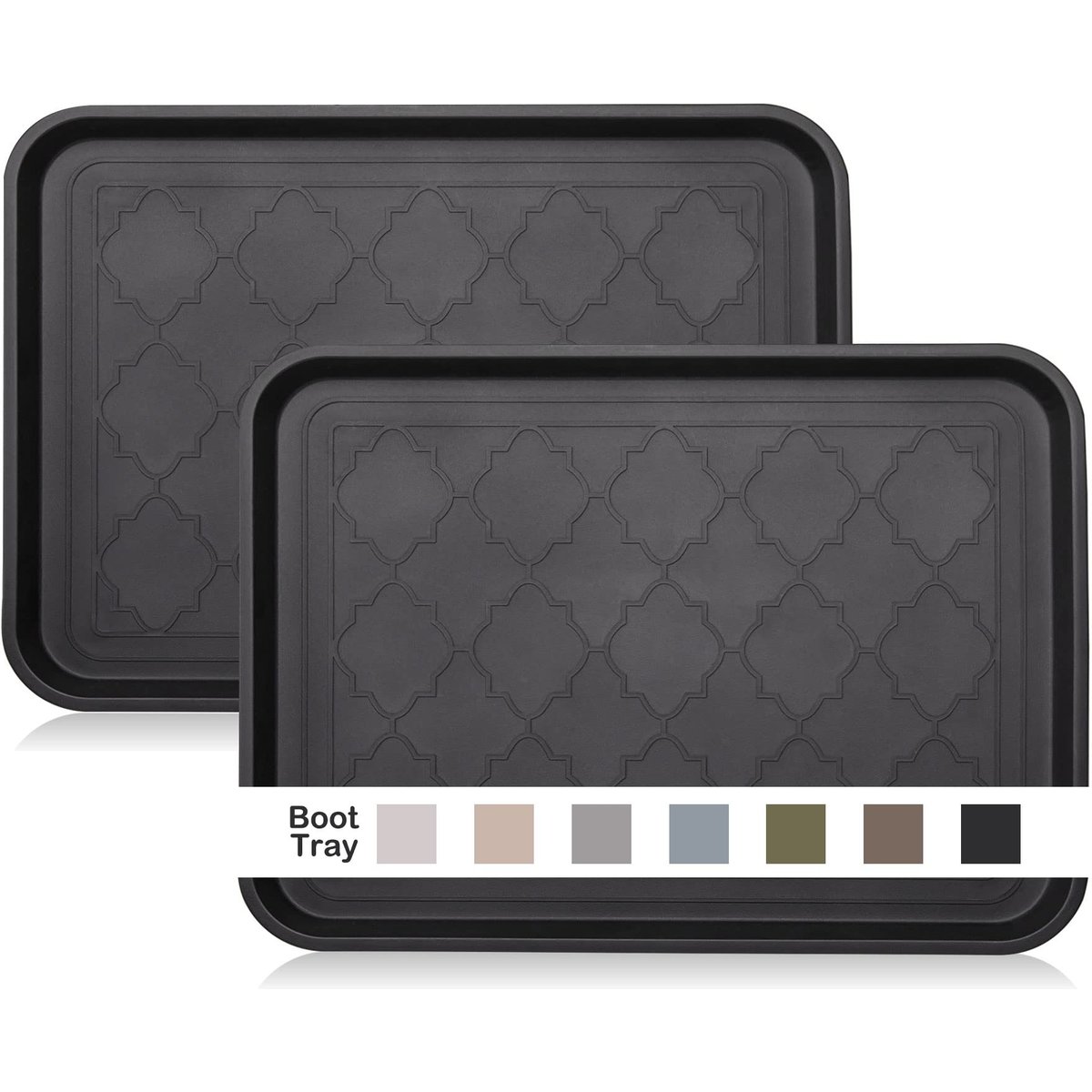LFC PETS 2Pcs Non-Skid Dog & Cat Food Placemat, Black, Medium