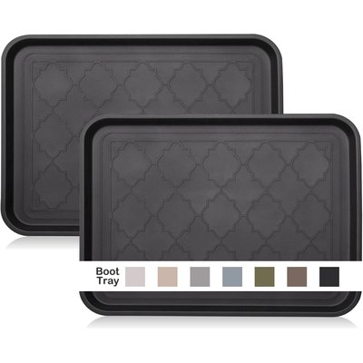 LFC PETS LFC PETS 2Pcs Non-Skid Dog & Cat Food Placemat, Black, Medium