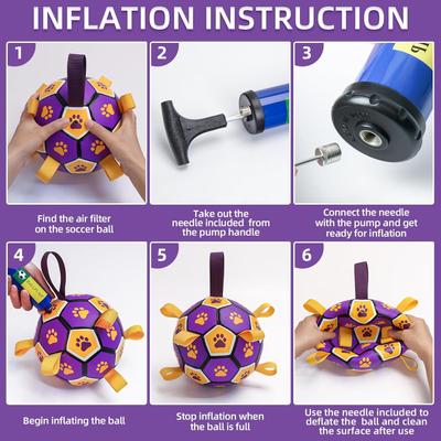 Show full view: Nocciola Soccer Ball with Straps Interactive Dog Toy, Purple & Orange, 6-in slide 6 of 7