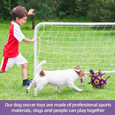 Show full view: Nocciola Soccer Ball with Straps Interactive Dog Toy, Purple & Orange, 6-in slide 5 of 7