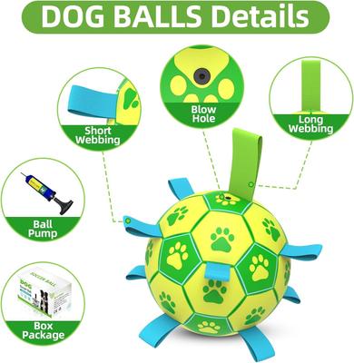 Show full view: Nocciola Soccer Ball with Straps Interactive Dog Toy, Yellow & Green, 6-in slide 6 of 8