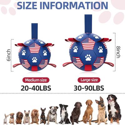 Show full view: Nocciola Soccer Ball with Straps Interactive Dog Toy, Stars & Stripes, 8-in slide 7 of 9