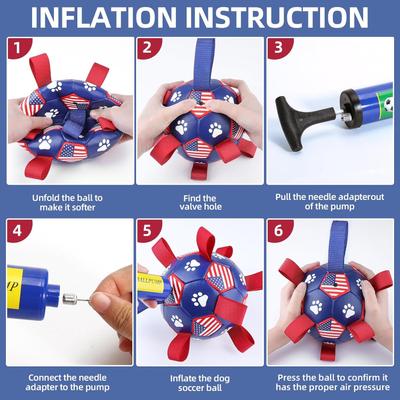 Show full view: Nocciola Soccer Ball with Straps Interactive Dog Toy, Stars & Stripes, 8-in slide 8 of 9
